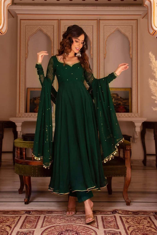 Emerald Enchantment Georgette Anarkali Set-sernn