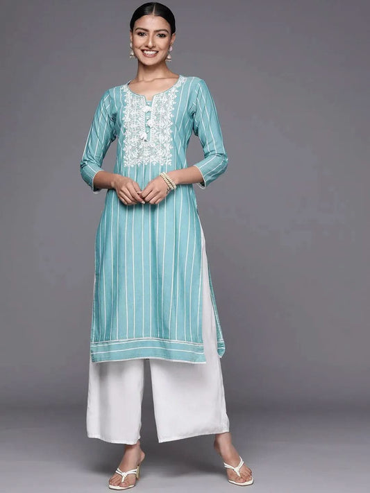 blue-embroidered-cotton-straight-kurta-serann