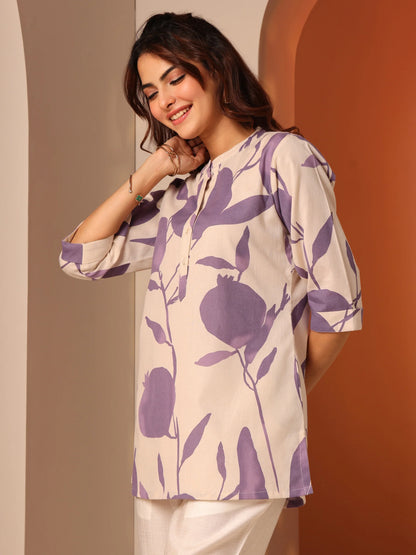 Lavender Bloom Short Cotton Tunic-serann