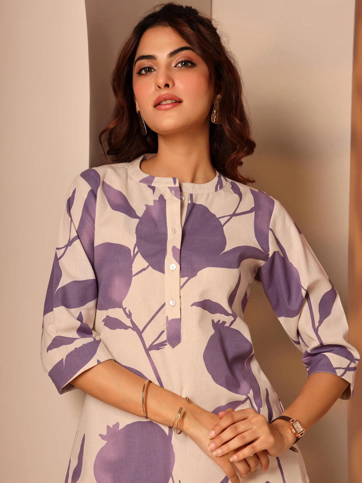 Lavender Bloom Short Cotton Tunic-serann