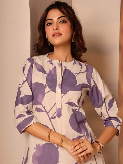Lavender Bloom Short Cotton Tunic-serann