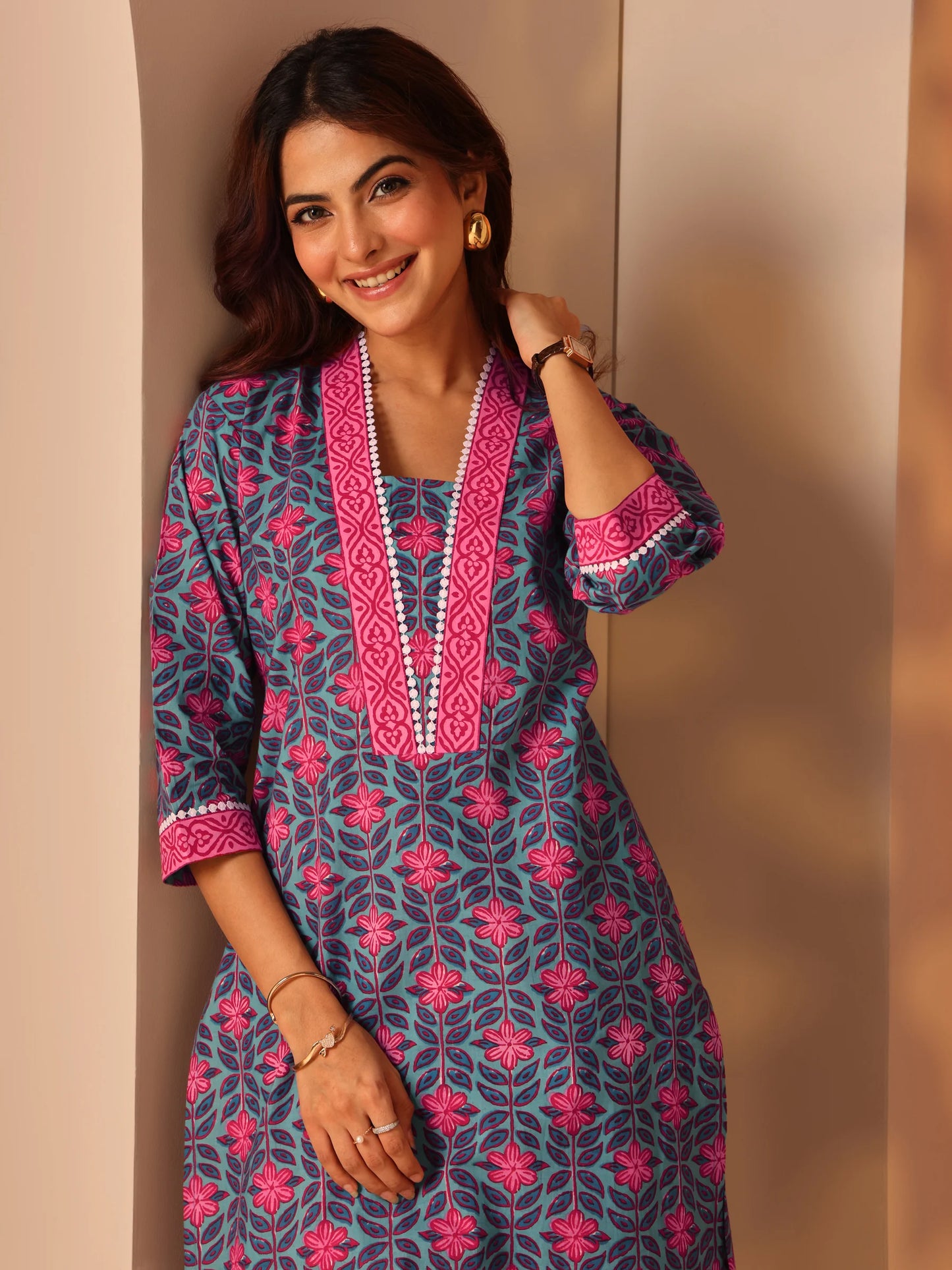 Indigo & Rose Floral Kurta Set-serann