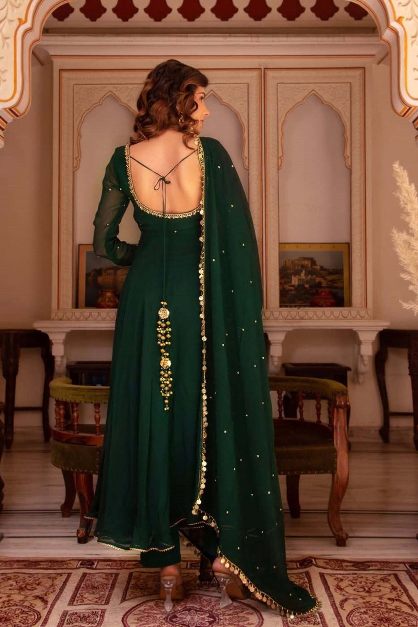 Emerald Enchantment Georgette Anarkali Set-sernn
