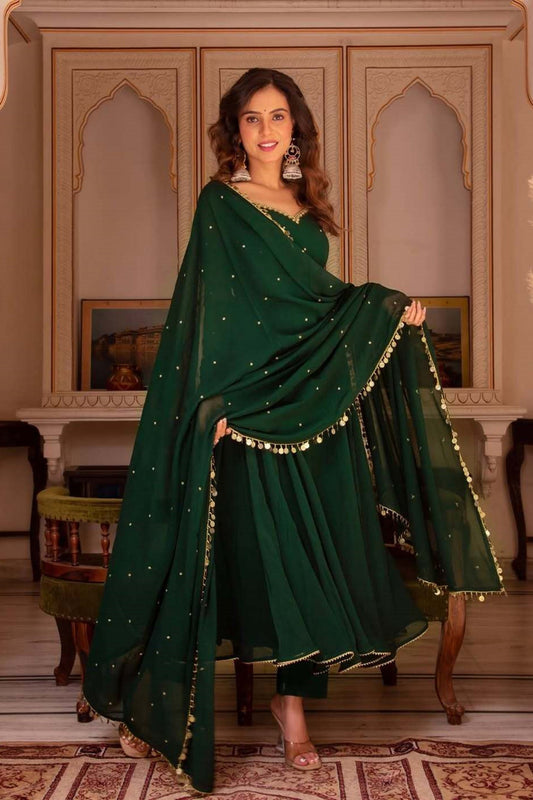 Emerald Enchantment Georgette Anarkali Set-sernn