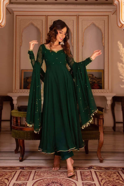 Emerald Enchantment Georgette Anarkali Set-sernn