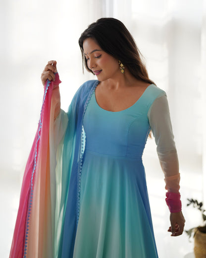 Ocean Breeze Ombré Anarkali Set-serann