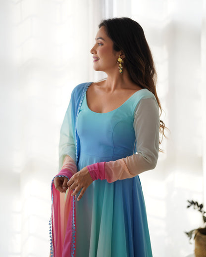 Ocean Breeze Ombré Anarkali Set-serann