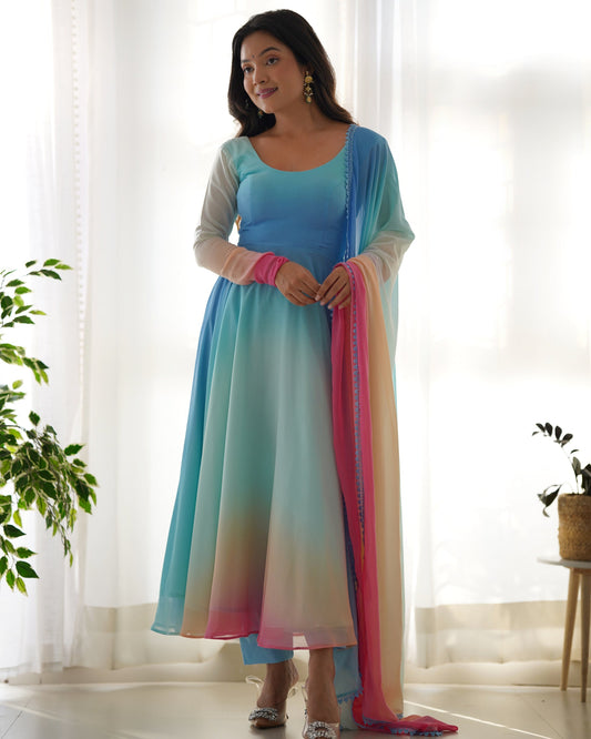 Ocean Breeze Ombré Anarkali Set-serann