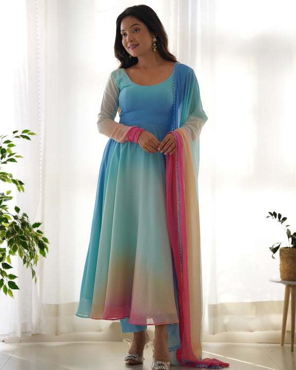 Ocean Breeze Ombré Anarkali Set-serann