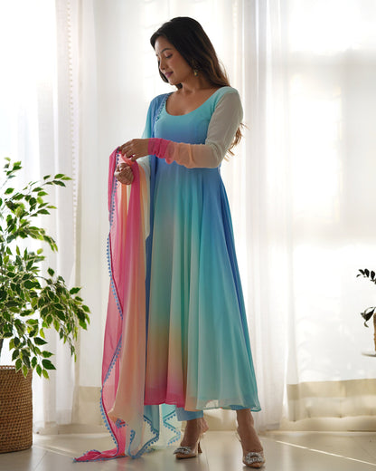 Ocean Breeze Ombré Anarkali Set-serann