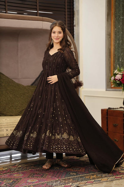 Midnight Coffee Chikankari Anarkali Set-serann