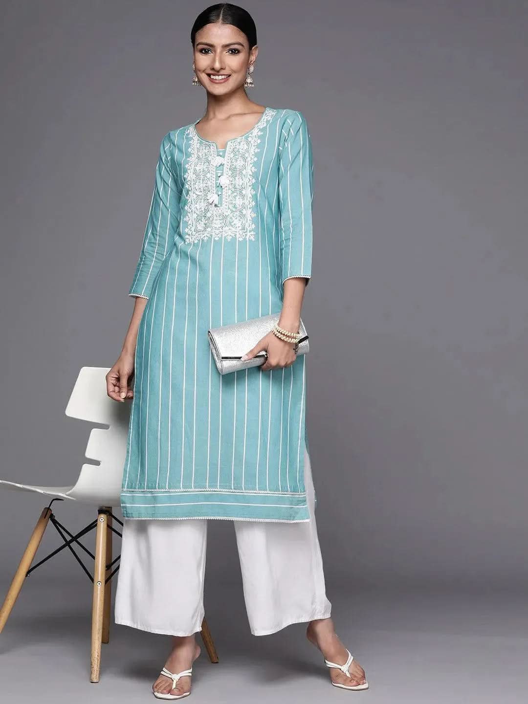 blue-embroidered-cotton-straight-kurta-serann