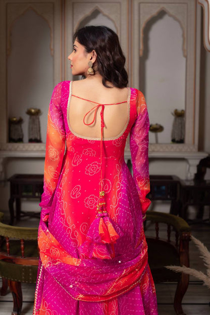 Vibrant Bandhani Printed Anarkali Set-serann