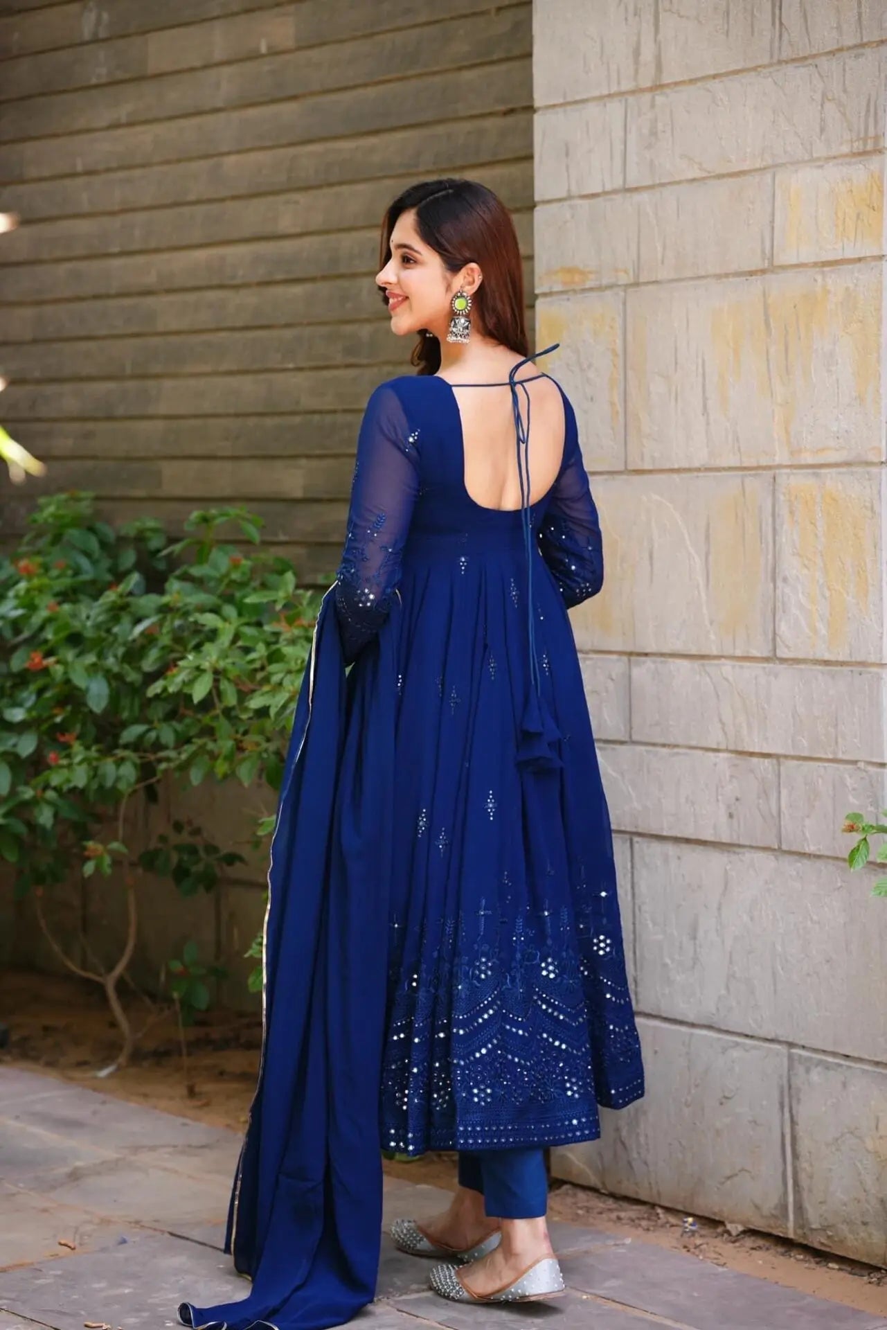 Royal Indigo Georgette Anarkali Set-serann